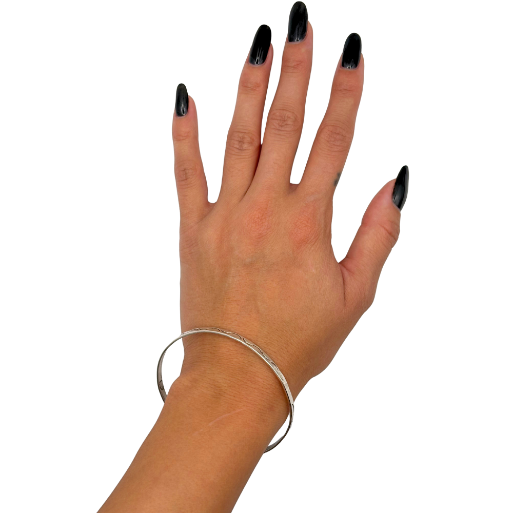 Sterling Silver Etched Bangle