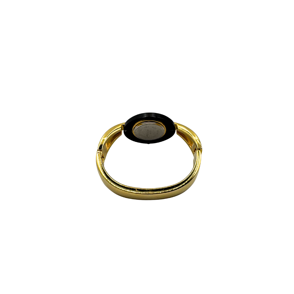 Cardini Gold & Black Enamel Watch Bangle
