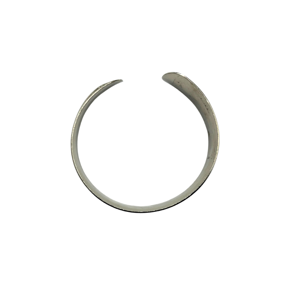 Silver Floral Etched Cuff Bracelet