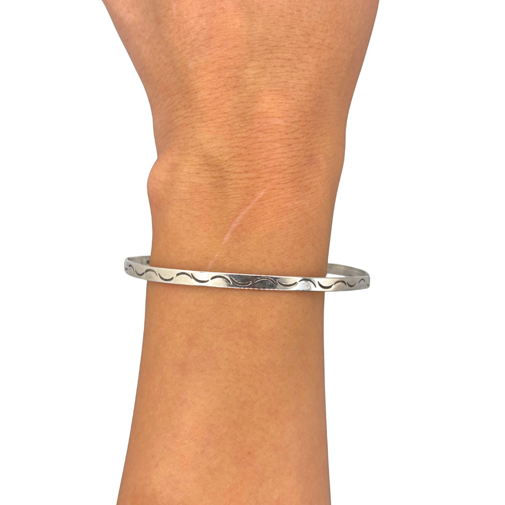 Sterling Silver Etched Bangle