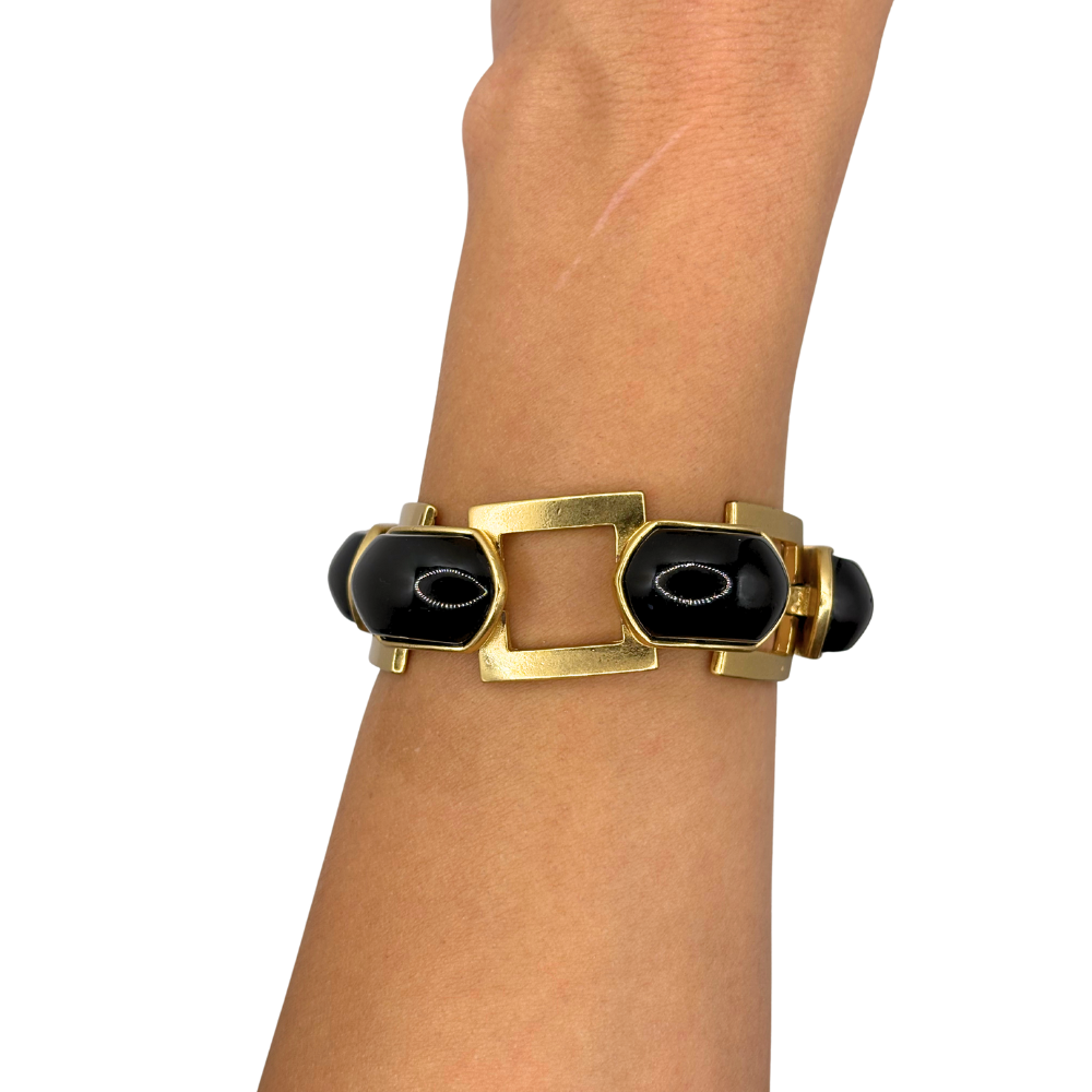 Black Cabochon Link Bracelet