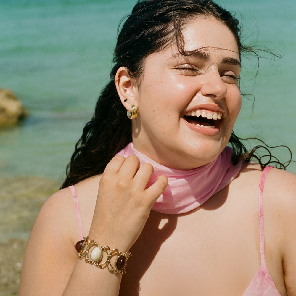 Vintage Gold Link Gemstone Bracelet