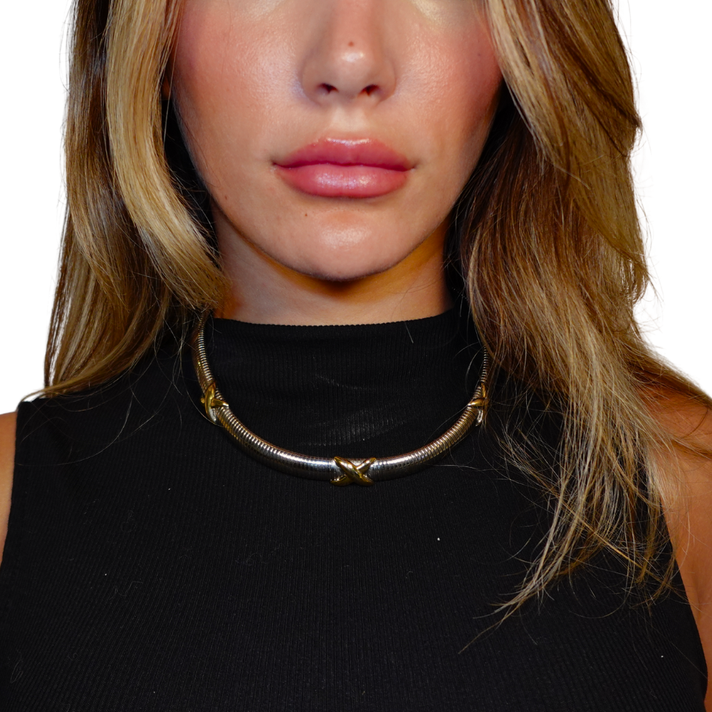 Crossed Paths Silver Collar Necklace