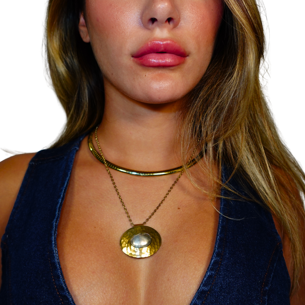 Hammered Horizon Pendant Necklace