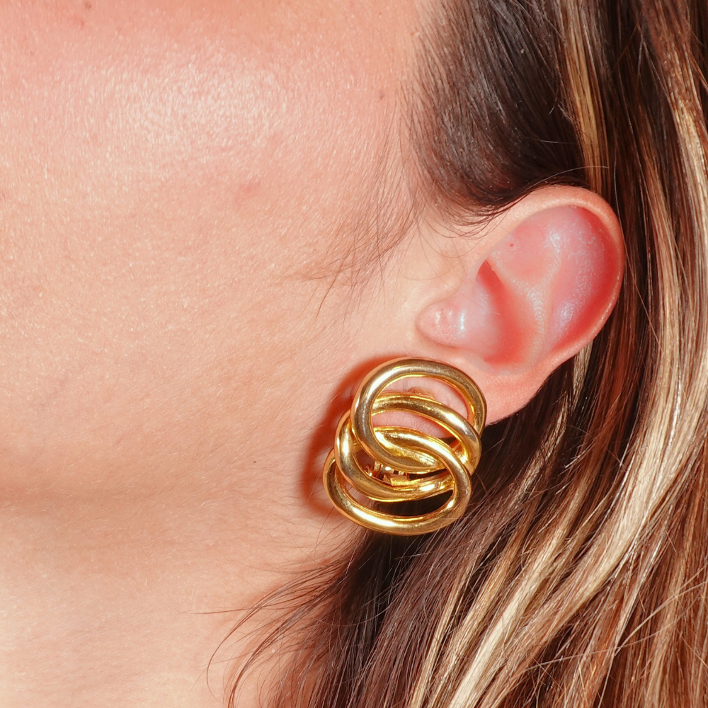 Textured Interlock Clip-On Earrings