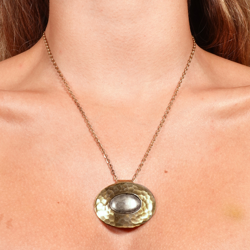 Hammered Horizon Pendant Necklace